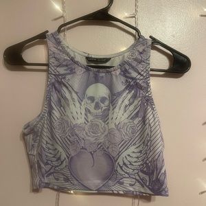 light purple skeleton crop top
